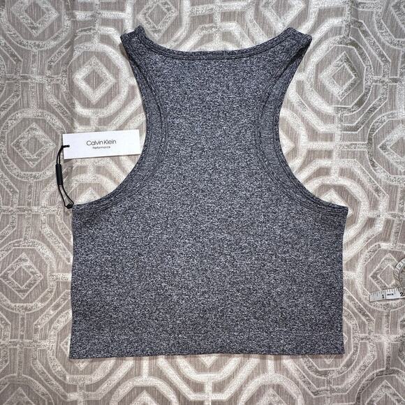 Calvin Klein Performance Women's Ribbed Crop Top, Gray  Heather,  size Medium - Picture 4 of 7
